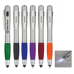 Pen with LED Light and Stylus | Personalized Stylus Pen Flashlights | Custom Logo Imprinted Stylus Pens with LED Lights