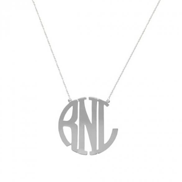 Sterling Silver Block Monogram Necklace