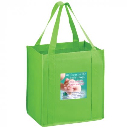 Full Color Heavy Duty Grocery Bag - Lime green