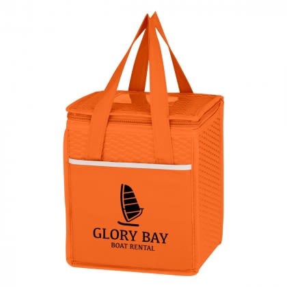 Imprinted Wave Design Cooler Lunch Bag Orange