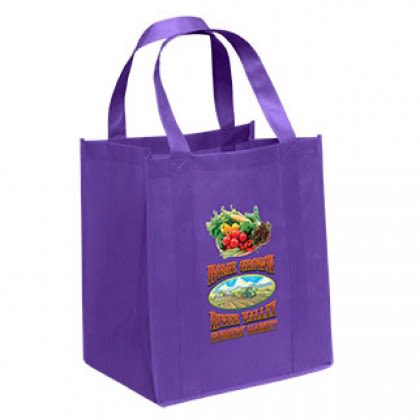 Heavy Duty Reusable Full Color Grocery Bag-Huge Gusset - Grape