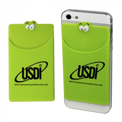 Promotional Novelty Cell Phone Wallets - Goofy Mobile Device Pocket - Lime Green