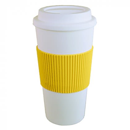 Yellow Brazilian Ceramic Tumbler Imprinted with Logo 14 oz