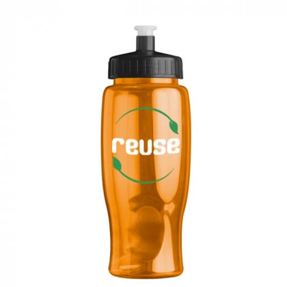 27 Oz Poly-Pure Transparent Sports Bottle - Transparent Orange with black top