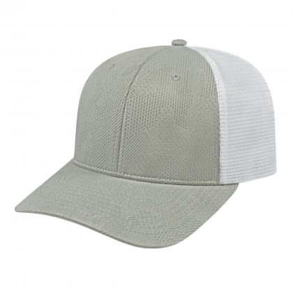 Promotional Jacquard Trucker Mesh Back Cap - gray/white