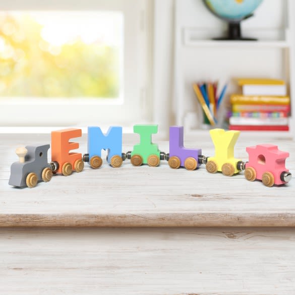 Pastel Colors Personalized Wooden Name Train | Customized Toys for Children | Personalized Toys for Kids | Custom Wood Train