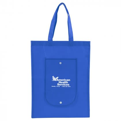 Imprinted Cove Fold Up Tote Bag - Blue