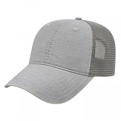 Customized Washed Slub Cotton Mesh Back Cap Gray