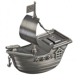 Engraved Pirate Ship Bank for Kids