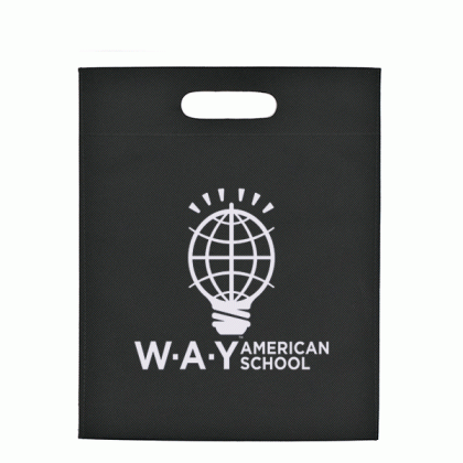 Black Heat Sealed Die Cut Exhibition Tote | Best Cheap Waterproof Tote Bags | Discount Tote Bags with Logo