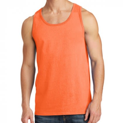 Neon Orange Cotton Tank Top-Port & Company Neon Orange Cotton Tank Top-Port & Company