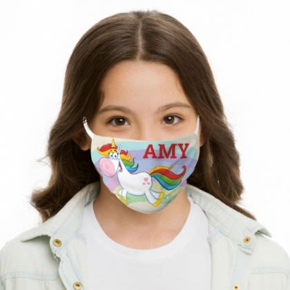 Custom Rainbow Unicorn Kids Face Mask