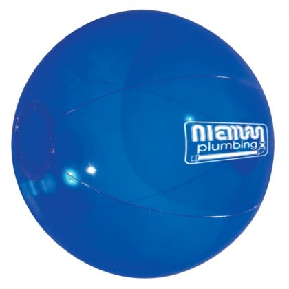 Best Promotional 12” Beach Balls Imprinted with Your Business Logo - Translucent Blue