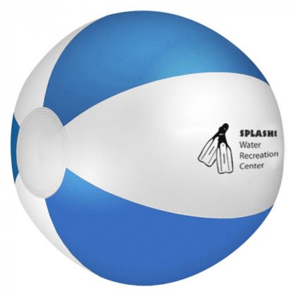 Best Promotional 12” Beach Balls Imprinted with Your Business Logo - Blue & White