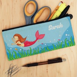 Happy Mermaid Customized Pencil Case | Customized Mermaid Pencil Case | Personalized School Accessories