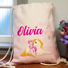 Princess In Pink Personalized Drawstring Backpack