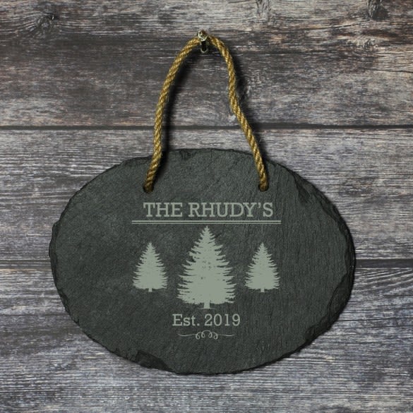 In The Woods Personalized Small Oval Slate Plaque