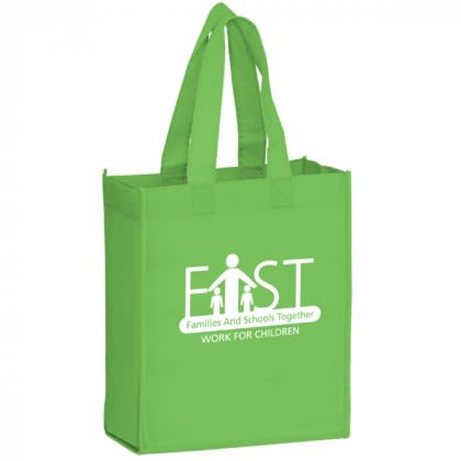 Lime Green Cheap Promotional Book Bags | Recession Buster Book Tote with Logo | Cheap Custom Tote Bags for School 