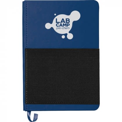 Custom Imprinted Elastic Phone Pocket Notebook Blue