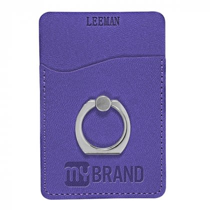 Leatherette Custom Cell Phone Wallet and Ring Holder Stand - Purple