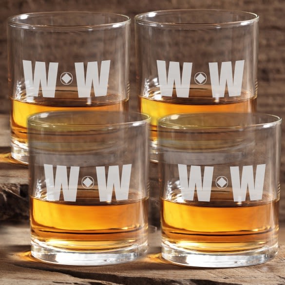 Personalized Whiskey Glass Set with Monogram - 11oz