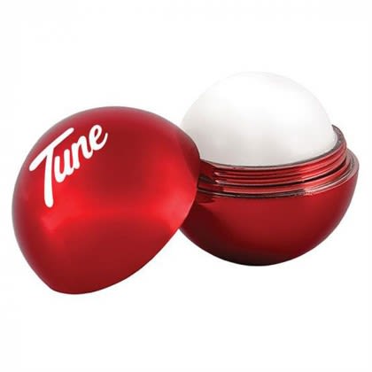 Promotional Metallic Finish Round Lip Balm - Red