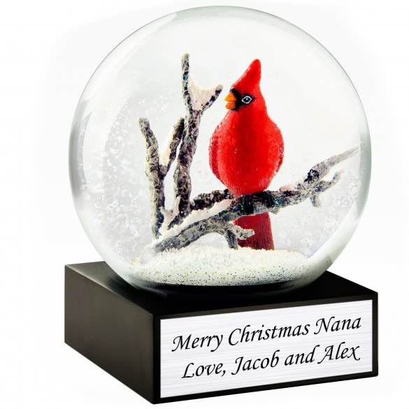 Winter Cardinal Snow Globe | Personalized Winter Snow Globe Gifts