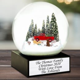 Red Pickup Truck with Christmas Tree Personalized Snow Globe