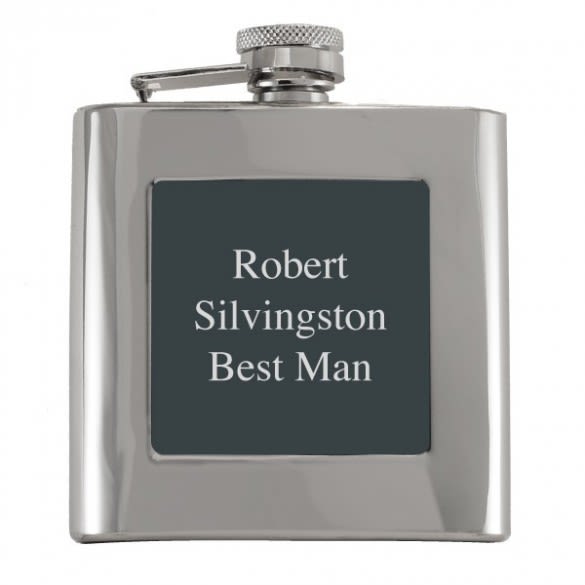 Custom Message Engraved Flask with Black Plate