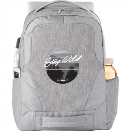 Company Logo Overland 17" TSA Computer Backpack w/USB Port - Gray