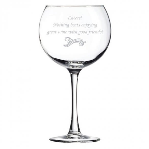 Engraved Measured Balloon Wine Glass