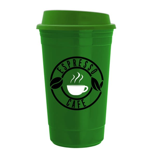Custom Double Wall Travel Mugs  16 oz Traveler To-Go Promo Coffee Cup