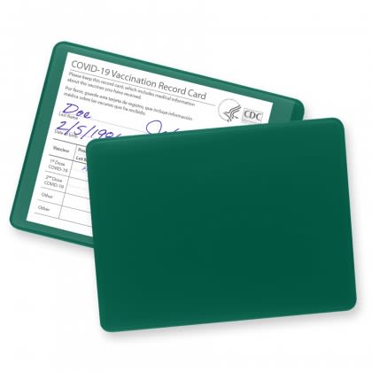 Imprinted Small Vaccination Card Holder Green