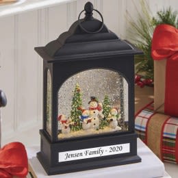 Snowman Carolers Personalized Lighted Musical Water Lantern | Custom Christmas Keepsakes