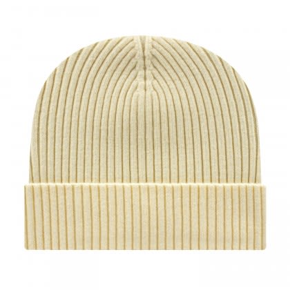 Embroidered Logo Premium Cuffed Knit Cap - Ivory