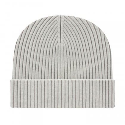 Embroidered Logo Premium Cuffed Knit Cap - Silver