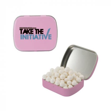 Pink Small Hinged Mint Tin Custom Logo