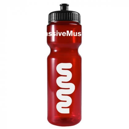 Transparent Red 28 oz BPS Free Clear Sports Bottle | Custom Water Bottles for Hiking | Custom Squirt Water Bottles