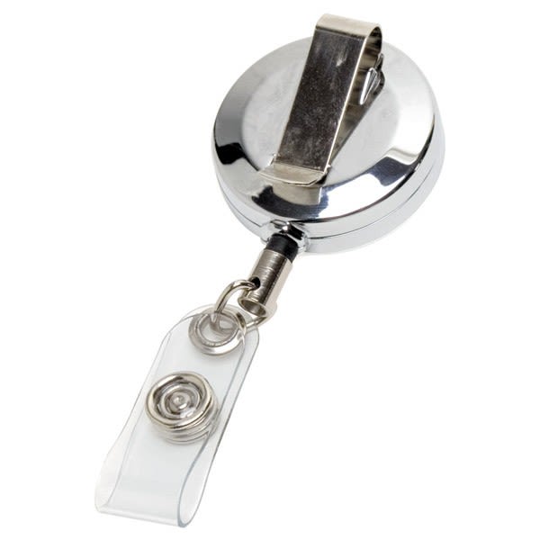 Chrome Solid Metal Retractable Badge Reel - Sample