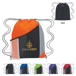 Tri Color Sports Pack – Company Logo Imprinted Cool Drawstring Backpacks 