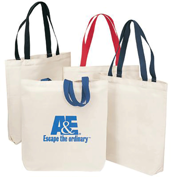 Economy Cotton Tote Bag With Color Handles | Tote Bags