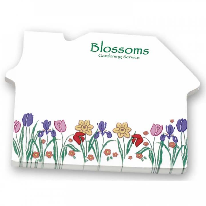 Sticky Die Cut Logo Notepad House 4 x 3 50 Sheet Custom Notepads