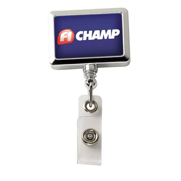 Chrome Rectangle Badge Reel - Sample