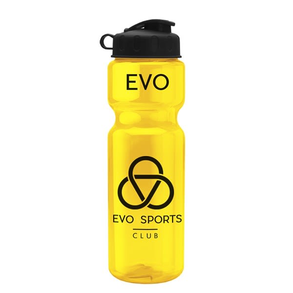 Custom Water Bottles - 28 oz. Translucent Travel Bike Bottle with Flip Top  Lid