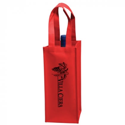 VSingle Bottle Printed Promo Wine Bag with Company Logo - Red