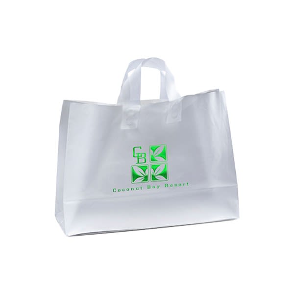 Frosted Loop Handle Plastic Supply Bag (Foil Imprint)