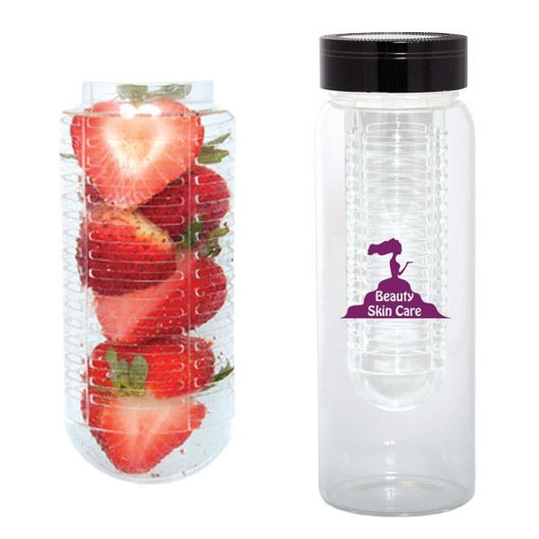 16 oz Branded Glass Infuser Bottle | Logo Fruit Infuser Water Bottles