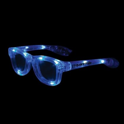  Blue Light up Sunglasses with Company Logo-Unique Giveaways