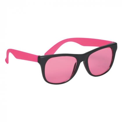 Promotional Tinted Lenses Rubberized Sunglasses - Pink