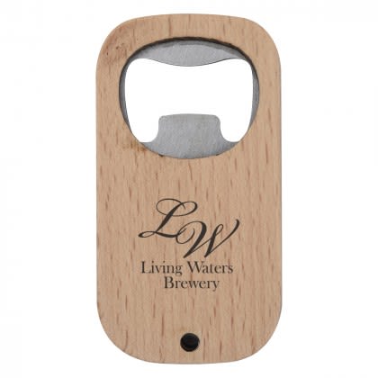 Custom Bamboo Bottle Opener - Natural